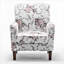 Fauteuil à motifs en mélange de polyester, structure en bois de bouleau massif avec pieds fuselés, fauteuil d'appoint rembourré en mousse pour le salon et le bureau
