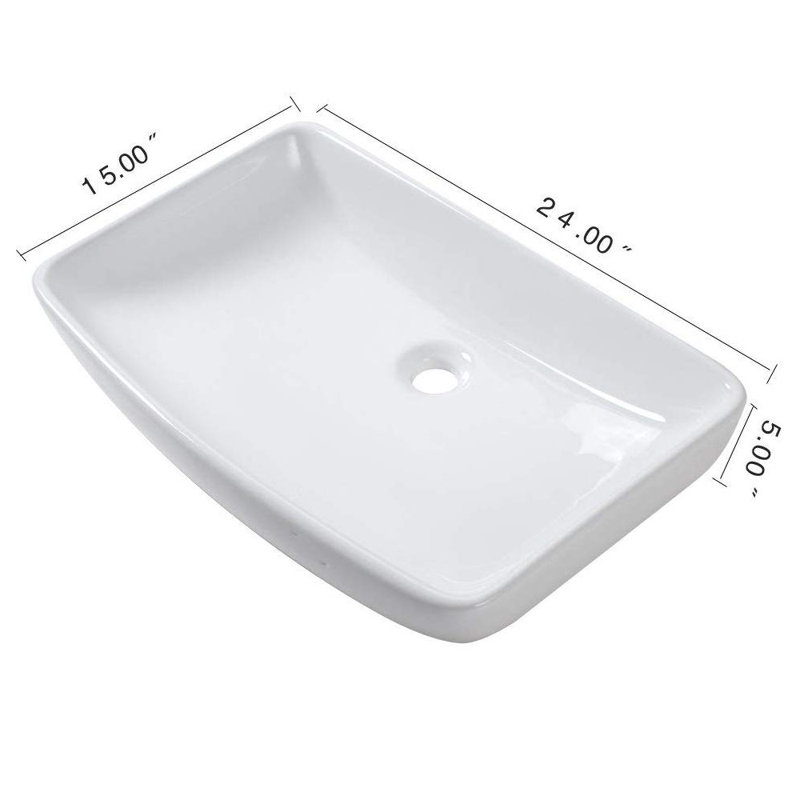 Lavabo de salle de bain vasque rectangulaire en céramique blanche