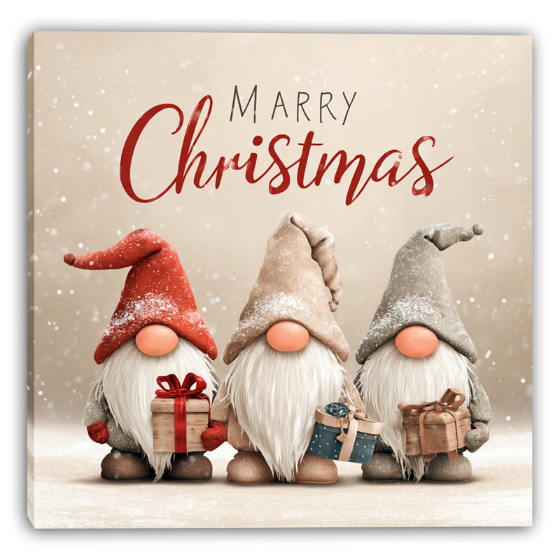 «Christmas Gnomes», art mural sur toile tendue, H 20 po x l 20 po