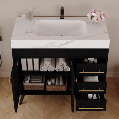 Single Bathroom Vanity with Engineered Marble Top