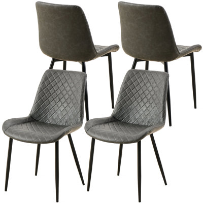 Chaises de salle à manger en cuir PU gris foncé (de 4) - Mousse élégante remplie de pieds en métal pour l'intérieur 4