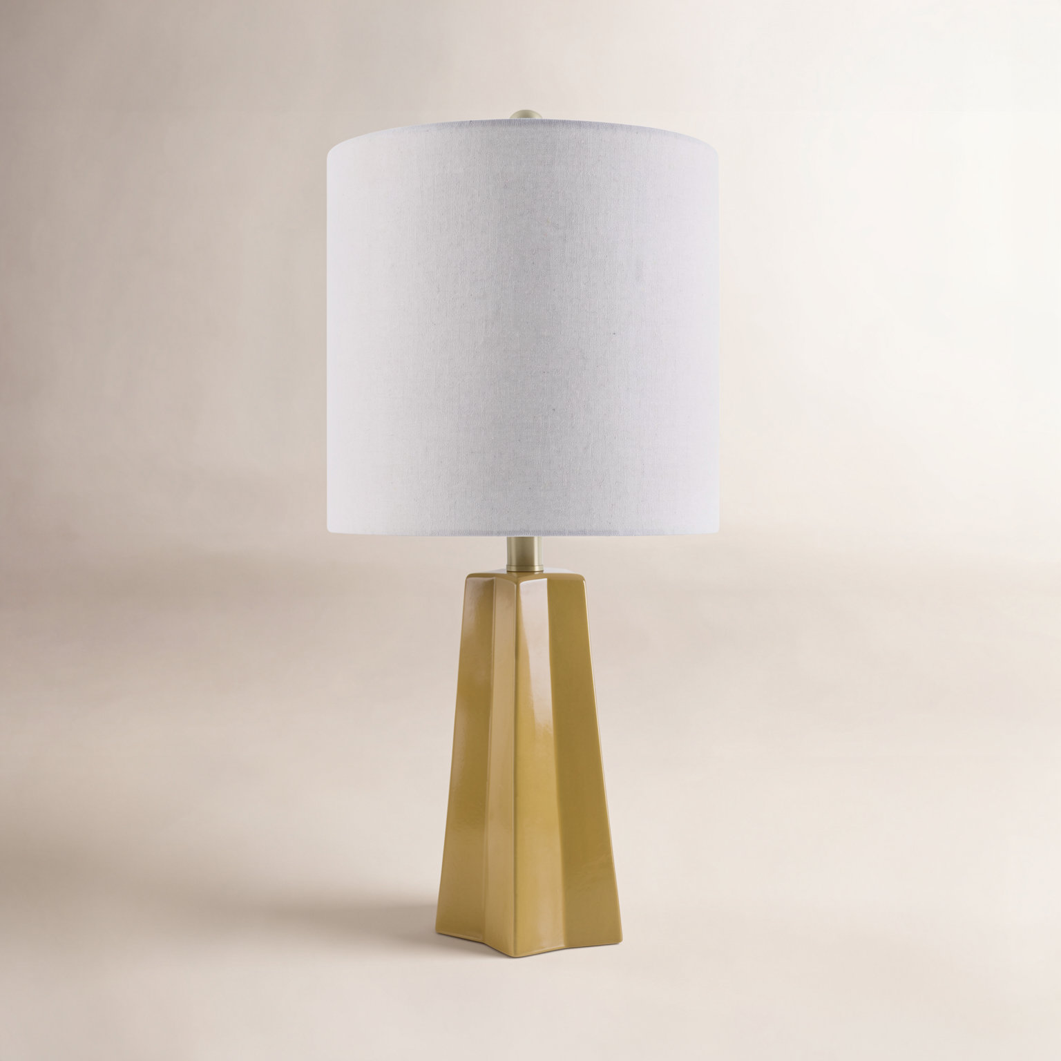 Magalie Ceramic Table Lamp, Yellow, White