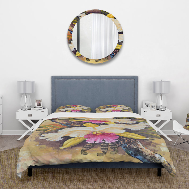 Ensemble de housse de couette traditionnel Vintage Forest Orchids II - microfibre de polyester