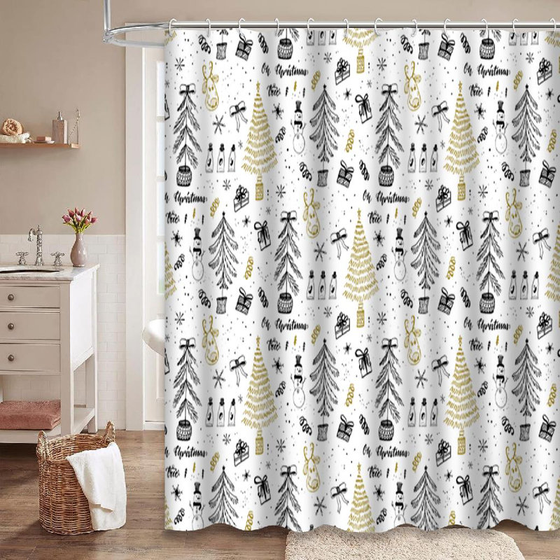 Rideau de douche avec 12 crochets Doodle, L 72 po x l 72 po