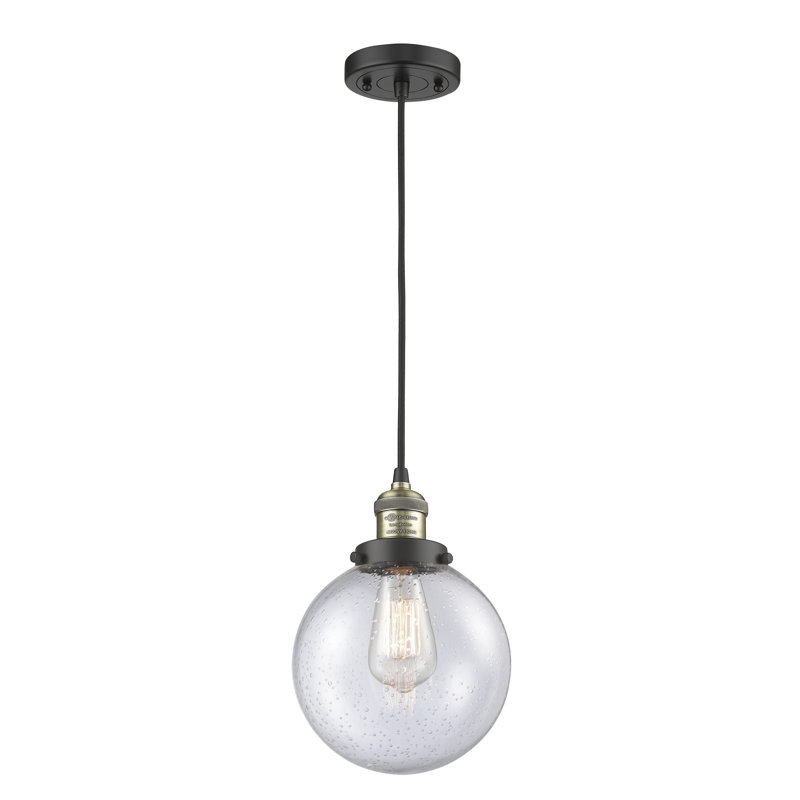 Luminaire suspendu sphère 1 lumière Clementina, Ampoule non incluse, Grainé, Laiton antique noir