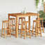 Ensemble de 6 tabourets de bar vidaXL en bois d'acacia massif de style campagnard rustique, chaises à hauteur de comptoir pour îlot de cuisine, pour une utilisation intérieure / extérieure, 13,4 x 13,4 x 29,9 pouces