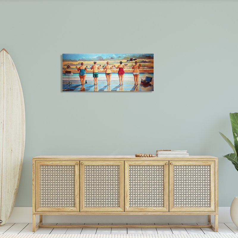 «Beach Friends Coastal Summer Fun», peinture sur toile tendue, H 17 po x l 40 po x P 1,5 po
