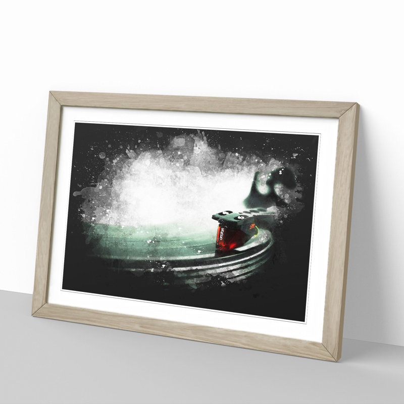 The Needle of the Record Player - Picture Frame Graphic Art, Oak Framed, 36cm H x 48cm W x 2cm D