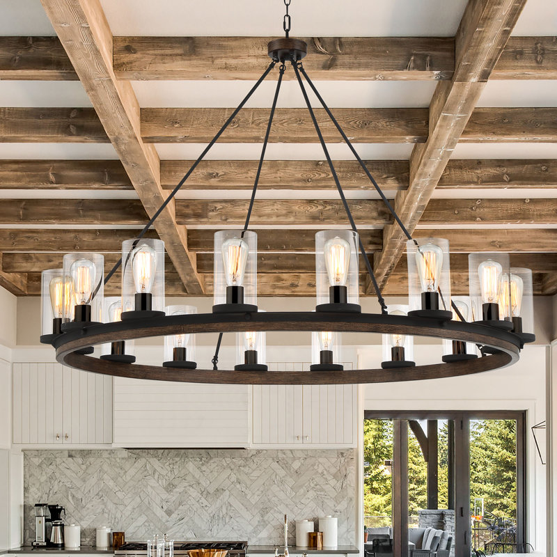 Pivot 16-Light Dimmable Wagon Wheel Chandelier 