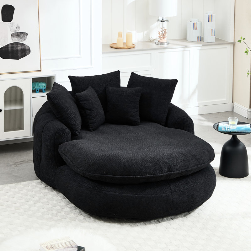Fauteuil à billes surdimensionné avec 3 grands coussins, 2 petits enveloppements, tissu chenille, convient à de multiples décors de conception ergonomique moelleuse, idéal pour les dortoirs et les salles de jeux