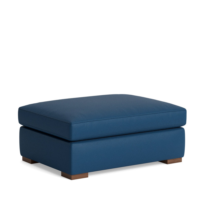 Lucca Ottoman, Leather - Deep Blue