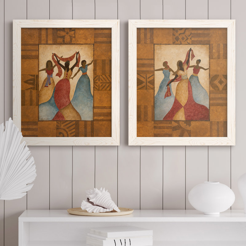 Rythme - ensemble de 2 reproductions d'art sur toile encadrées, Cadre blanc, H 20 po x l 34 po x P 1,5 po