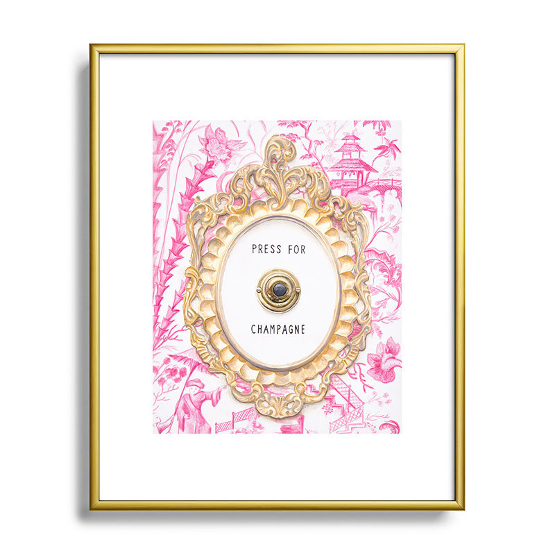 «Lisa Golightly Press For Champagne», reproduction d'art encadrée, H 10 po x l 8 po, Or