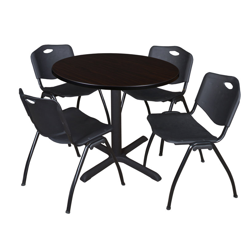 Table de salle à manger Neyland Cain, Noir, H 29 po x l 42 po x P 42 po, Acajou