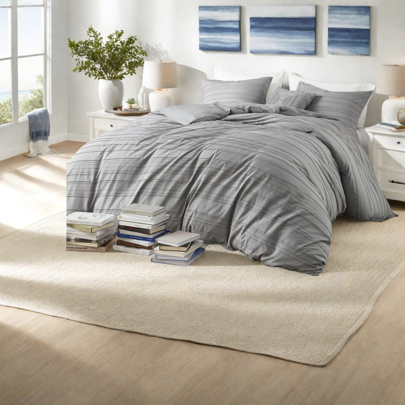 de literie en jacquard de polyester gris de style moderne pour la maison
