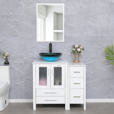 Ensemble de meuble-lavabo simple 3 po avec lavabo 3 veseel, robinet et drain 3 combo