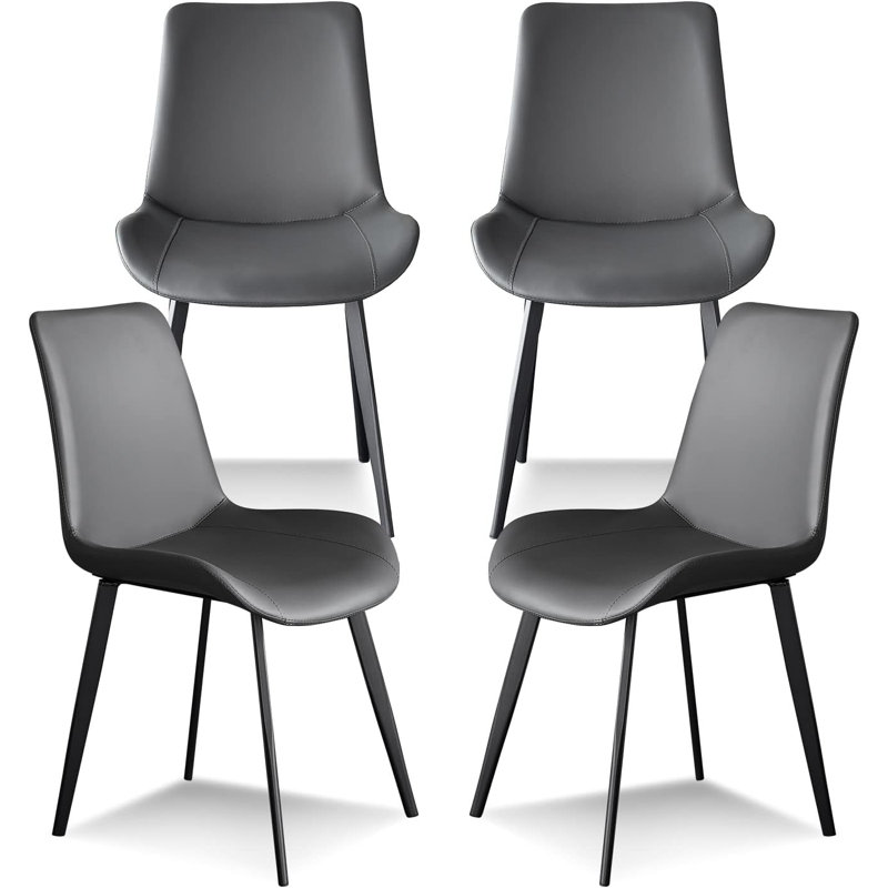 Dining Chairs Faux Leather for Kitchen Dining Room, Comfortable Mid Century Modern Chair with Metal Legs, Upholstered Side Chair for Livingroom