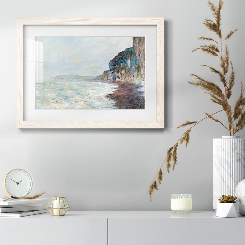 Les falaises, temps gris, 1882 - reproduction d'un seul cadre, H 22 po x l 32 po x P 1,5 po, Blanc