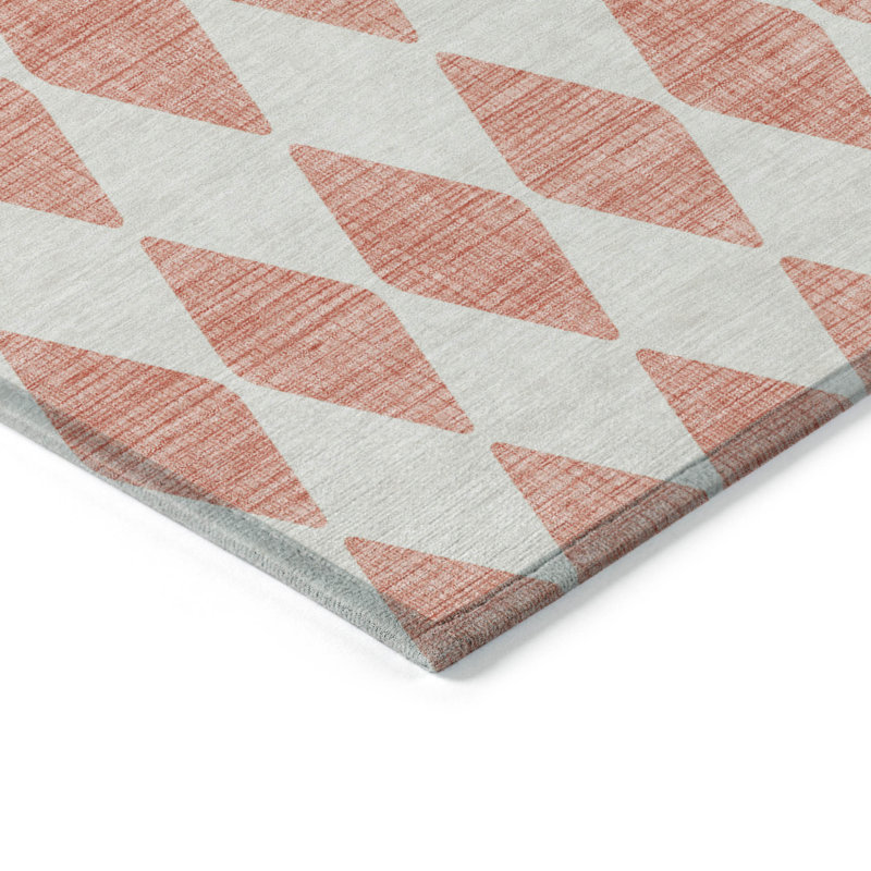 Tapis intérieur lavable à motif géométrique 3 pi x 5 pi saumon