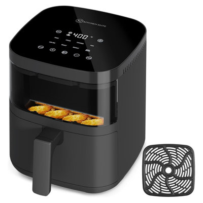 Friteuse à air numérique 4 pte avec fenêtre, écran tactile, gris Kitchen Elite