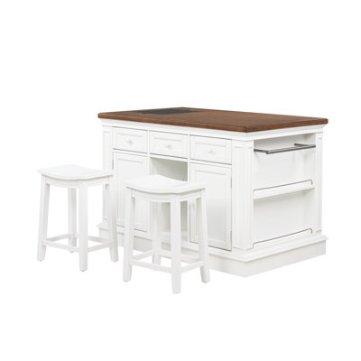 Posie Kitchen Island With 2 Stools