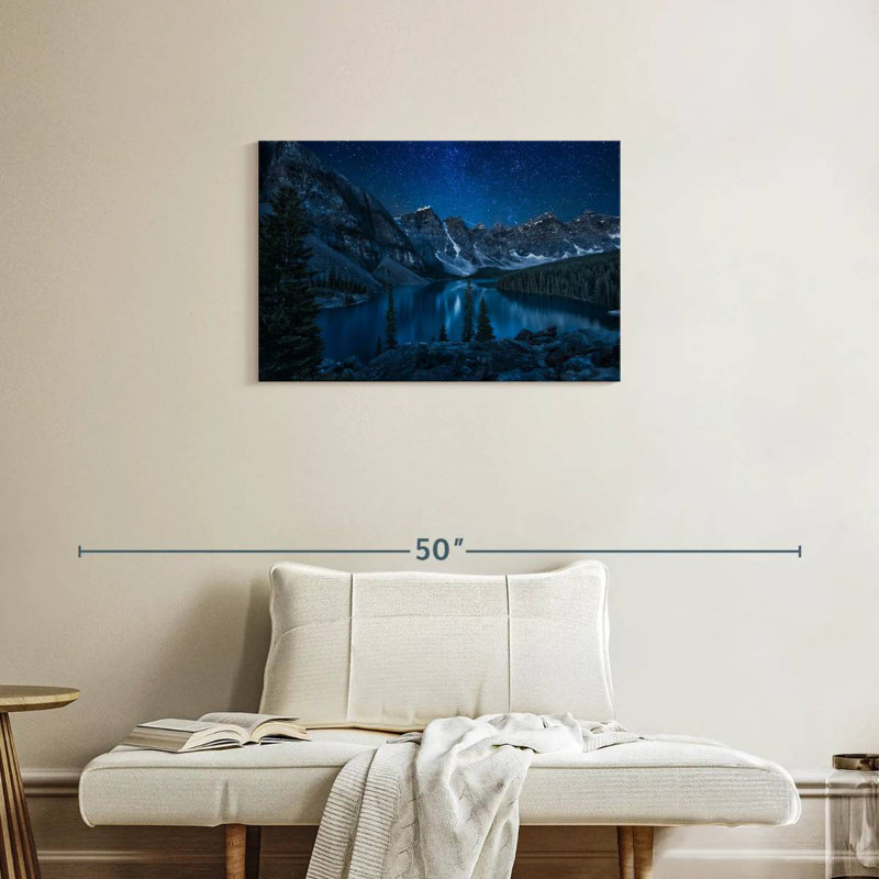 Lac Alaine Moraine la nuit, H 20 po x l 30 po