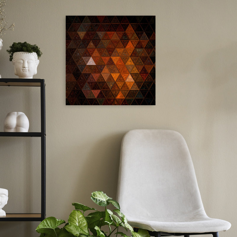 Art mural abstrait géométrique chaleureux, H 18 po x l 18 po