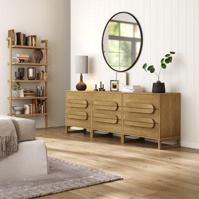 Modern 3 Drawer Rustic Wooden Dresser With Integrated Handles