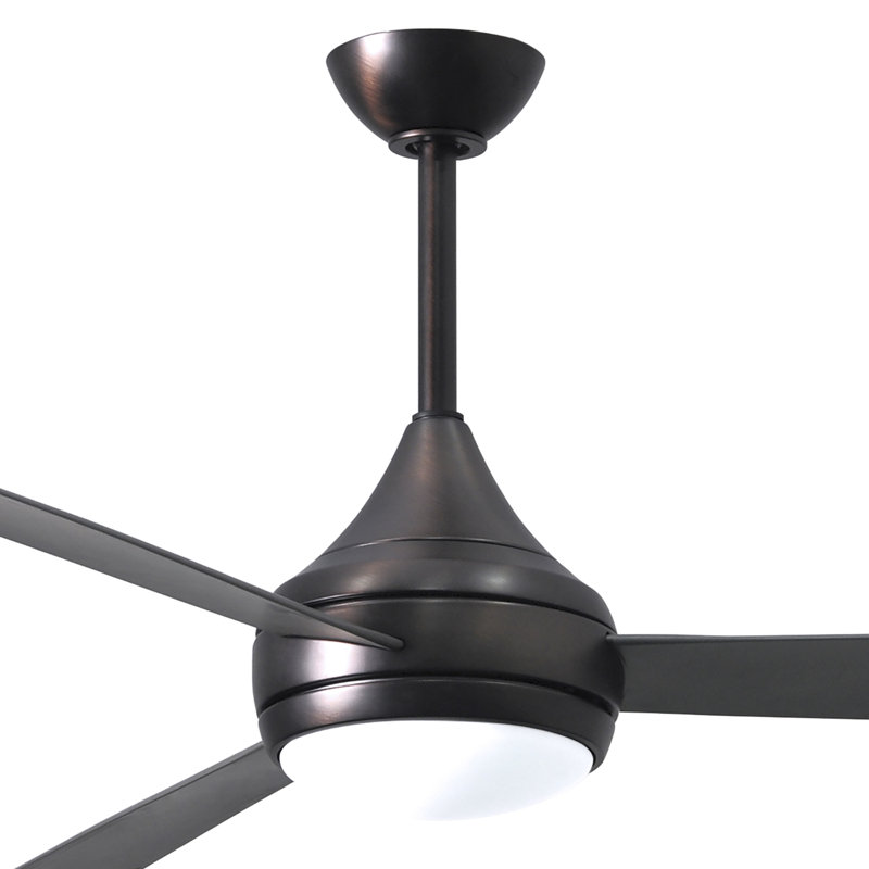 Donaire LED Outdoor Downrod Ceiling Fan, Brushed Bronze, Brushed Stainless