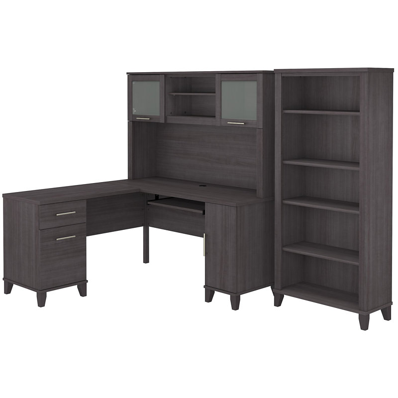 Magomed 3 Piece Computer Desk Office Set, Storm Gray