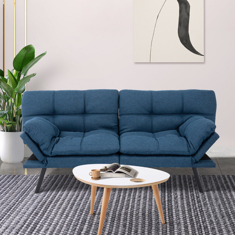 Convertible Futon Sofa Bed: Memory Foam Couch With Adjustable  Armrests & Backrest For Living Room, Office And Apartment - Easy Assembly