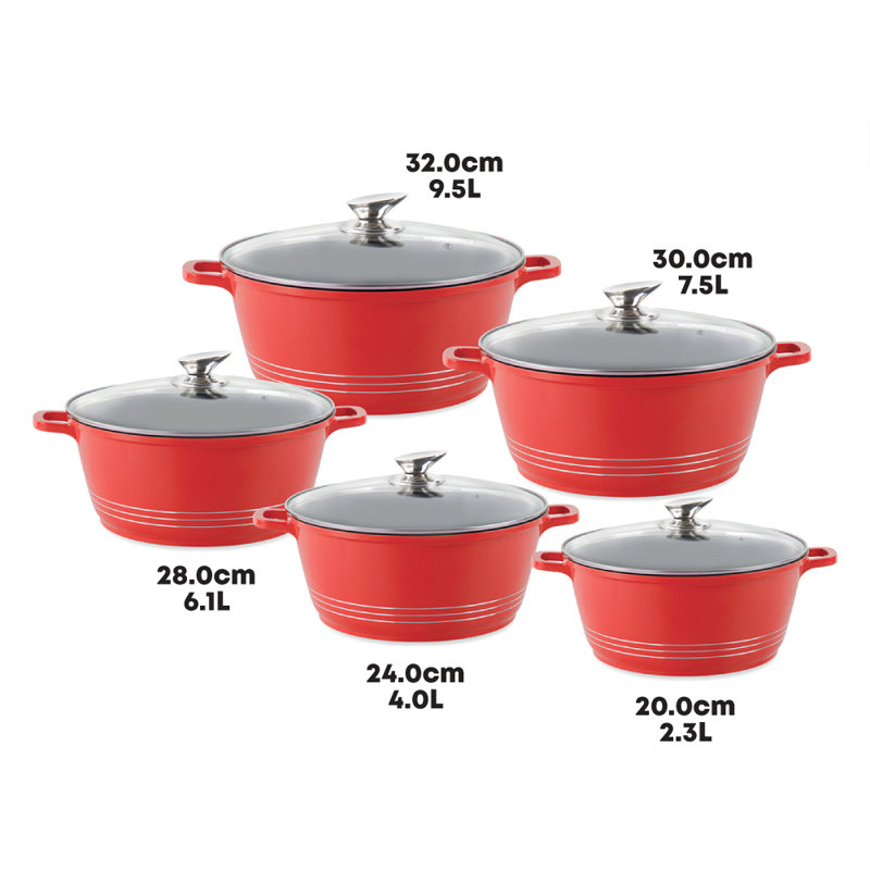 Durane 5 - Piece Non-Stick Cookware Set, Red