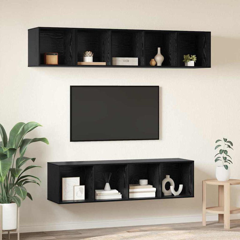 TV Cabinet Set 4 Pcs 37 X 37 X 142.5 Cm, Black Oak