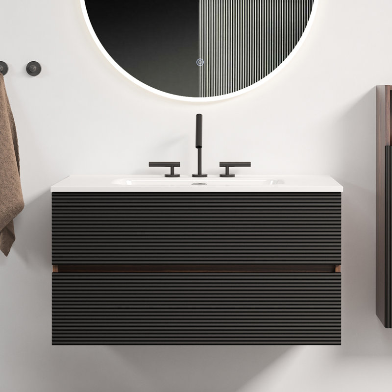 Meuble-lavabo mural de 36 po Gloria, Black/Brown, 36"