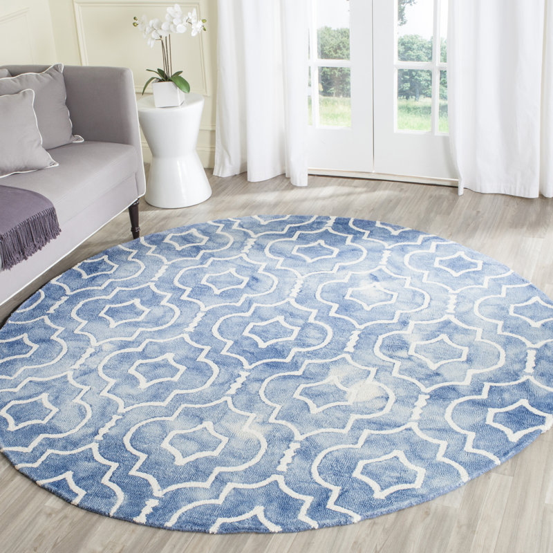 Tapis bleu touffeté à la main Berman, Rond 7 pi