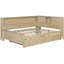 Lit de jour en bois pleine grandeur avec lit gigogne et tablettes de rangement en lait blanc antique - Fabrication solide, tablettes, décor, style