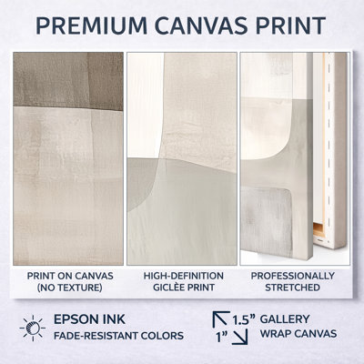 Neutral Abstract Canvas, Minimal Wall Art - Neutral Shapes In Balance, Beige Minimalist Wall Art