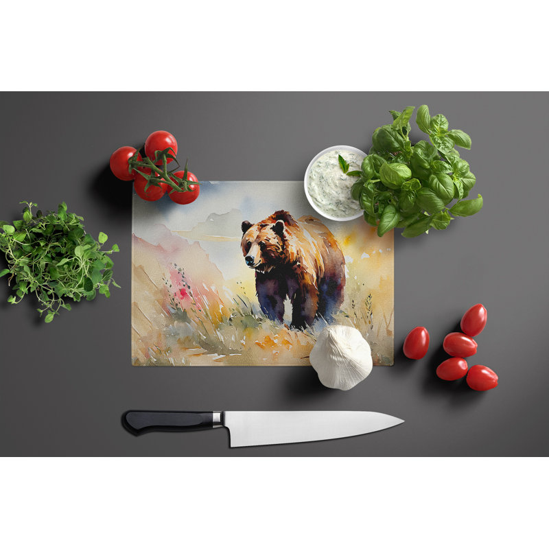 Grizzly Bear Glass Cutting Board Large