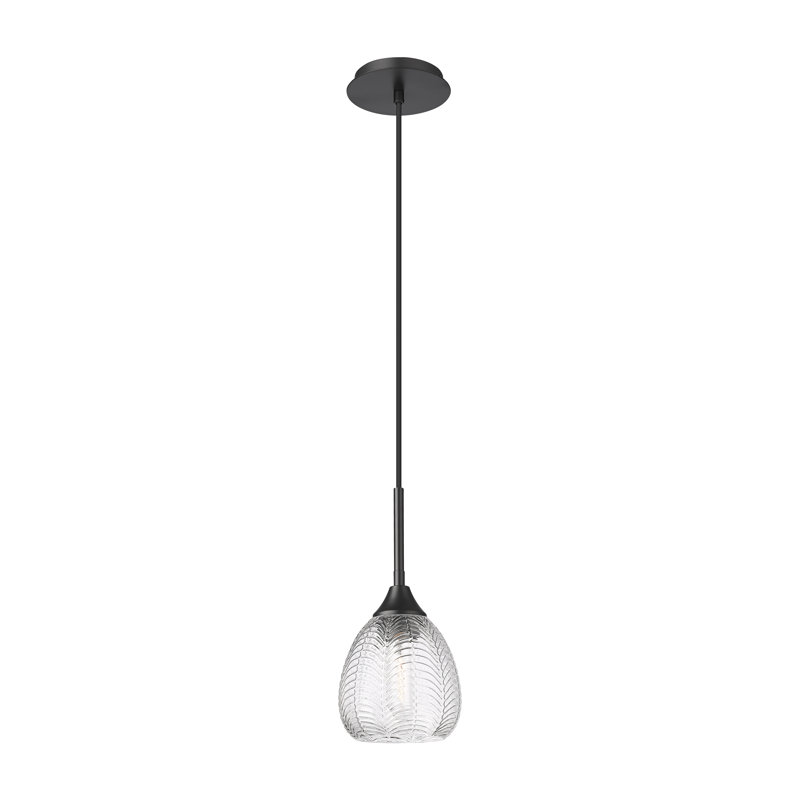 Luminaire suspendu à cordon 1 lumière 6 po Geramy, Noir mat