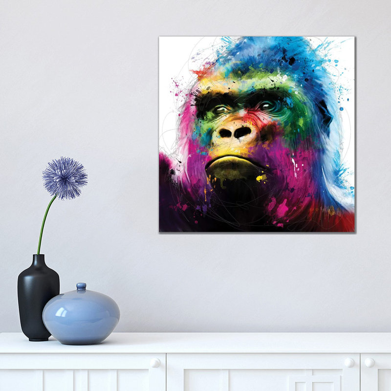 « Gorilla » par Patrice Murciano, impression d’art graphique, Pas de tapis, H 18 po x l 18 po x 1,5 po, Toile tendue