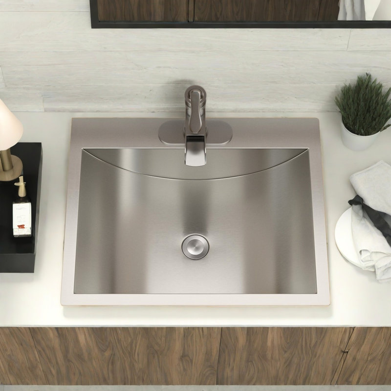 Lavabo vasque de salle de bain en acier inoxydable 21 po x 17 po - Hygiène 21 po x 17 po avec drain escamotable