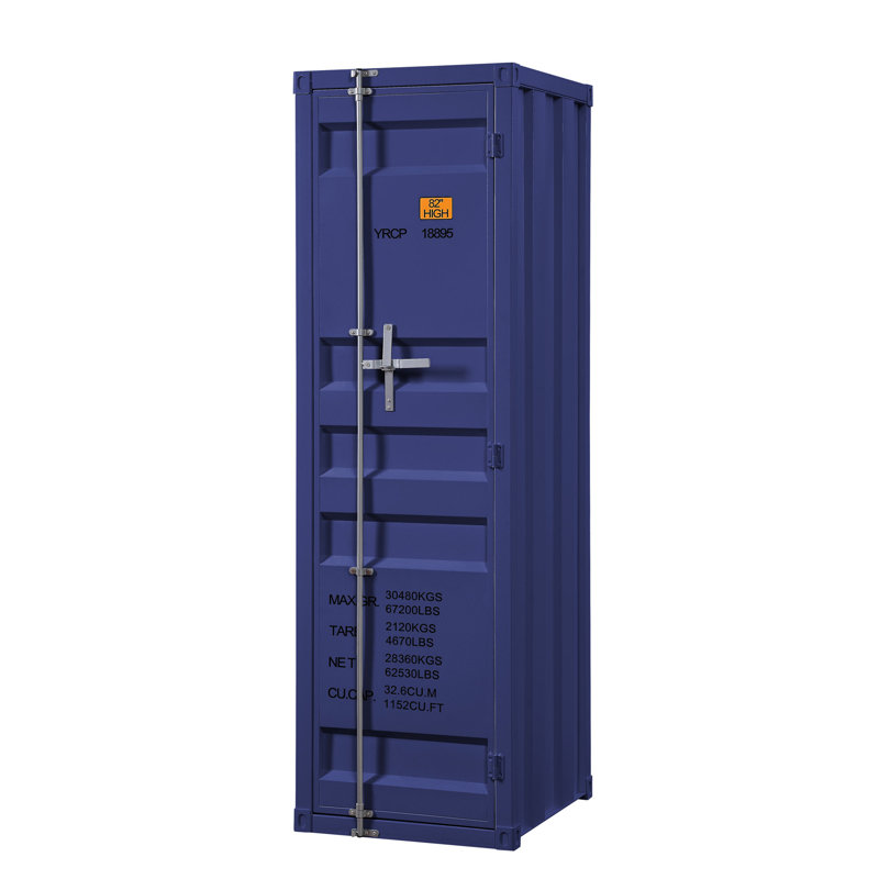 Blue Wardrobe With Full-Length Container Lock, Bleu, H 67 po x l 22 po x P 20 po