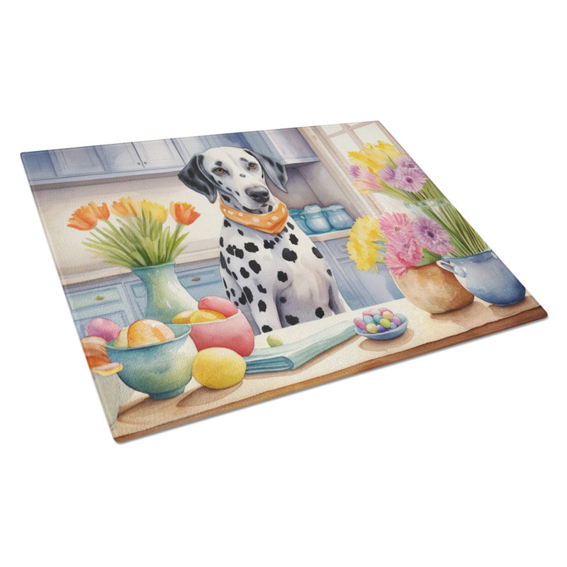 Decorating Easter Dalmatian Glass Cutting Board
