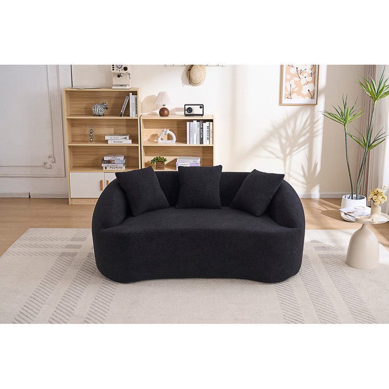 Causeuse Curved Modern, Chenille noir