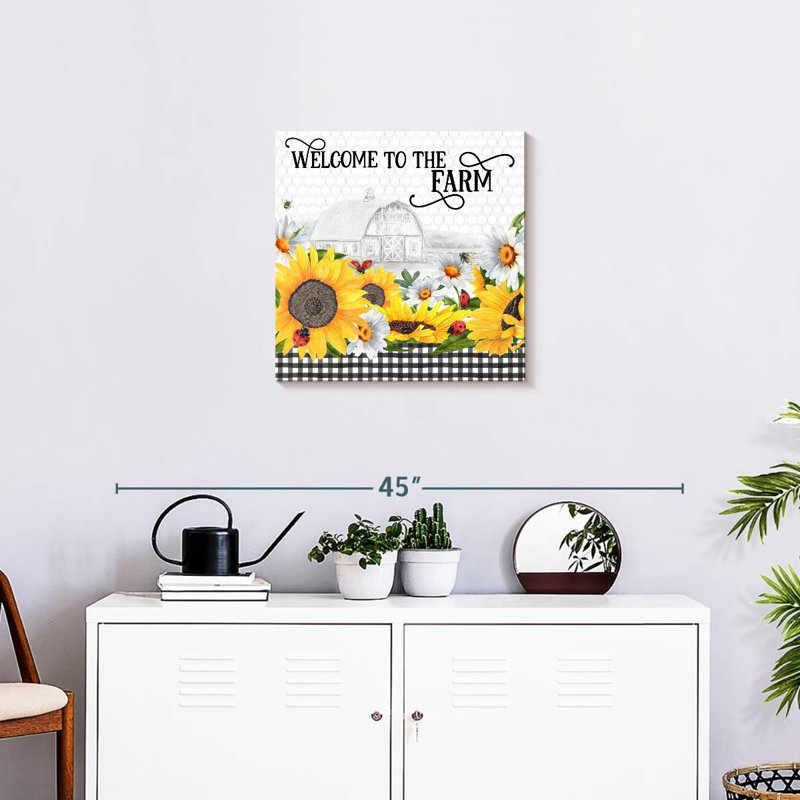Tournesols et coccinelles Tergel, H 20 po x l 20 po