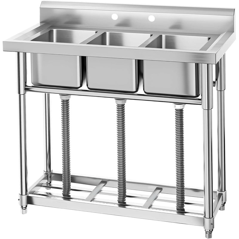 Commercial Single-Bowl Kitchen Sink with Workstation