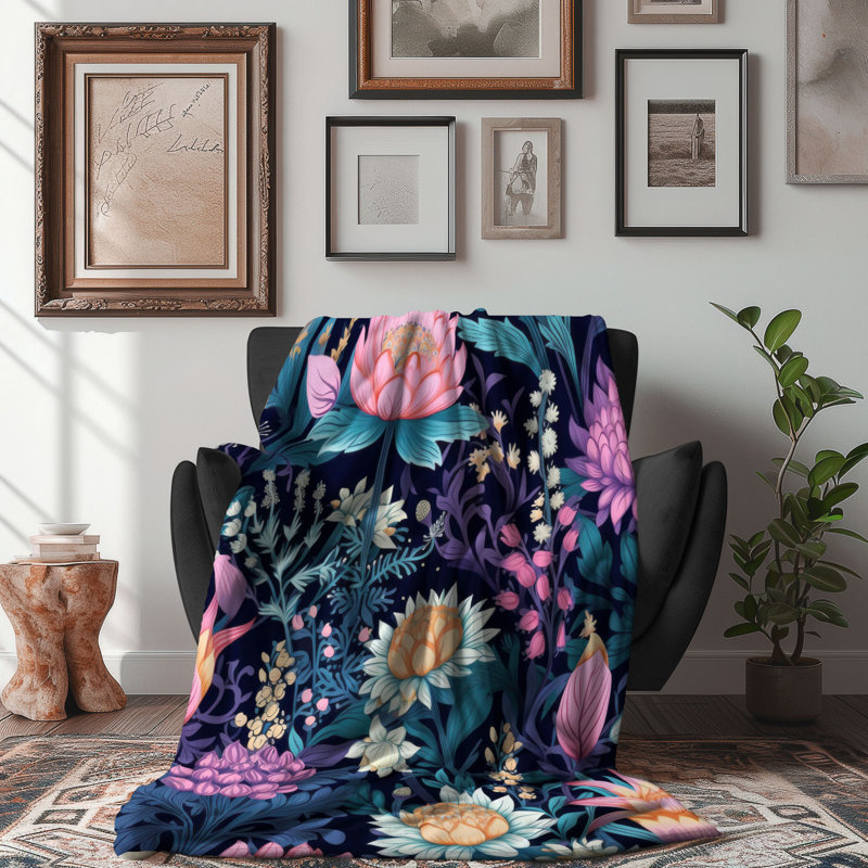 Enchanted Dream Blossoms - 1 Piece Premium Sherpa Throw Blanket, Queen