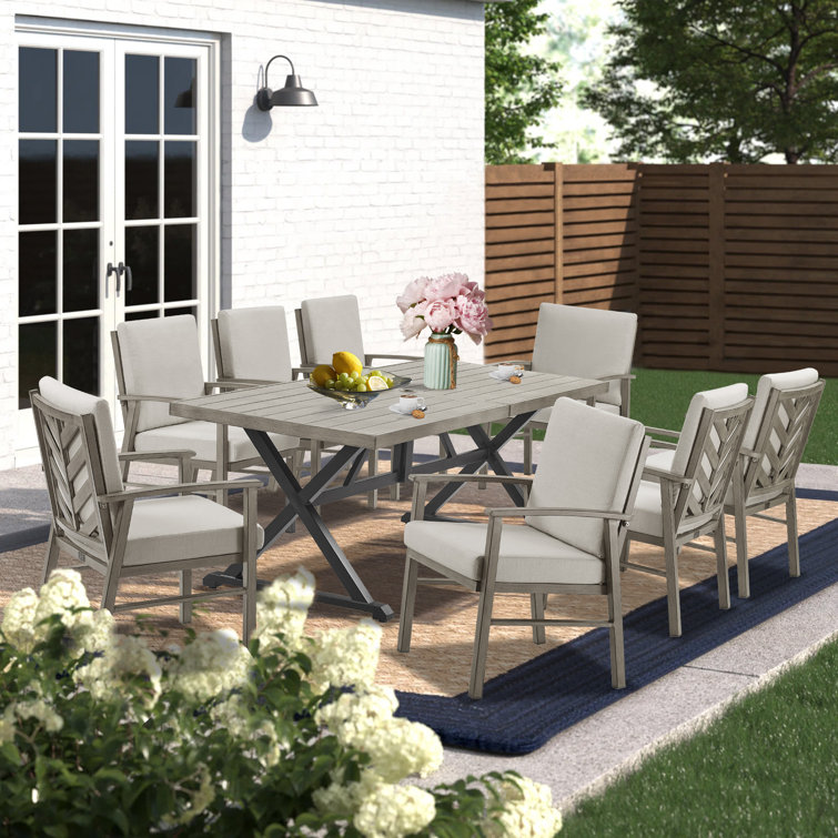 Amario Patio Rectangular 8 - Person Dining Set With Sunbrella® Cushions