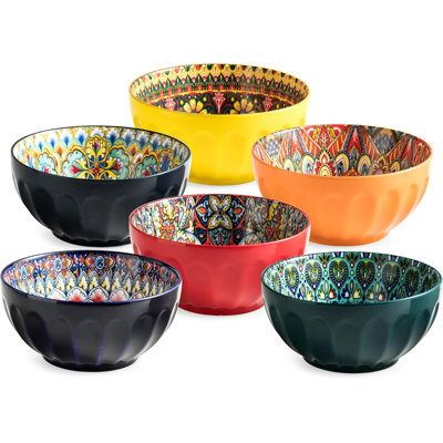 Ensemble de 6 bols à soupe en céramique et à céréales, grand cannelure de 26 oz, allant au micro-ondes et au lave-vaisselle, polyvalent pour la cuisine et la salle à manger