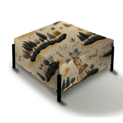 Pirate Treasure Hunt - Abstract Large Square Ottoman
